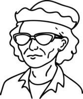 Vintage Hipster Portrait Art with Sunglasses and Hat for Creative Design Use vector