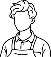 Faceless Man Line Art with Apron for Design and Illustration Projects vector