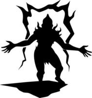 Dark Silhouette of Mythical Creature with Lightning Burst for Tattoo and Design vector