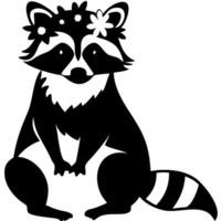 Floral Raccoon Silhouette for Art Projects and Design Use vector