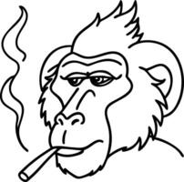 Smoking Monkey Line Art Illustration for Tattoos and Coloring Books vector