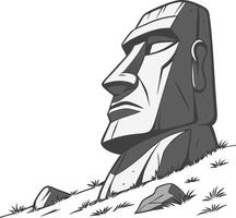 Moai Statue Art Easter Island Monolith Illustration for Graphic Design and Decor vector