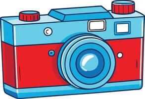 Vintage Camera Illustration in Red and Blue Art for Retro Design Projects vector