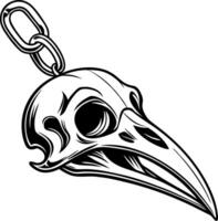 Gothic Raven Skull Pendant Art for Tattoo and Graphic Design vector