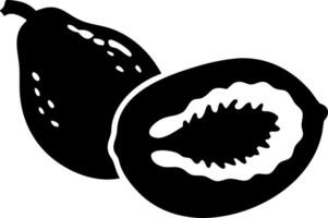 Papaya Fruit Black Silhouette Illustration for Design and Art Projects vector