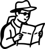 Traveler Reading Map Illustration for Tourism and Guides vector
