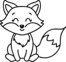 Cute Smiling Fox Line Art for Childrens Coloring Book and Craft Projects vector