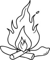 Campfire Line Art Illustration for Creative Coloring and Design Projects vector