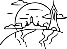 Futuristic City Skyline Outline Illustration for Design Projects vector