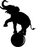 Circus Elephant Balancing On Ball Silhouette for Design and Art Projects vector