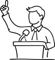 Illustration of Speaker at Podium with Raised Hand Gesture for Presentations vector