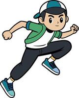 Energetic Cartoon Boy Running for Animation and Illustrations vector