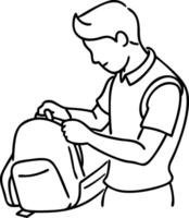 Illustration Young Student with Backpack in Profile Line Art for Education and Design vector