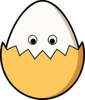 Cute Cartoon Eggshell with Eyes for Kids Illustration and Learning vector