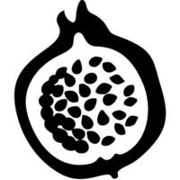 Black Pomegranate Fruit Silhouette with Seeds for Art and Design Projects vector