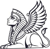 Egyptian Sphinx Art Mythical Creature Design for Tattoos and Illustrations vector