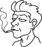 Minimalist Illustration of Man Smoking with Relaxed Expression for Art Projects vector