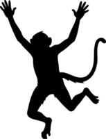 Monkey Silhouette Art Jumping Pose for Creative Design and Decoration vector