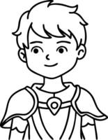 Illustration Young Knight Character for Coloring Book and Design Projects vector