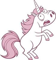 Cartoon Surprised Unicorn with Pink Mane Illustration for Art and Design Projects vector