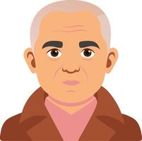 Elderly Man Cartoon Character Illustration for Avatar Profile and Design Projects vector
