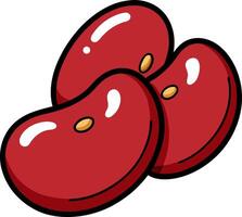 Three Cartoon Red Kidney Beans Illustration for Design and Educational Use vector