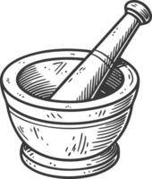 Hand Drawn Mortar and Pestle Illustration for Herbal Medicine and Kitchen Design vector