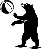 Bear Silhouette Playing with Beach Ball for Creative Designs vector