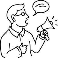 Illustration of Person Speaking with Megaphone for Announcement or Communication vector