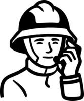 Firefighter Illustration with Helmet and Communication Headset vector
