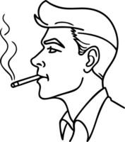 Retro Male Profile Smoking Illustration for Design Projects vector
