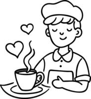 Peaceful Coffee Break Person with Heart Steam Illustration for Relaxation and Decor vector