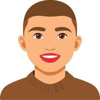 Illustration of Smiling Person in Brown Sweater for Avatar and Profile Use vector