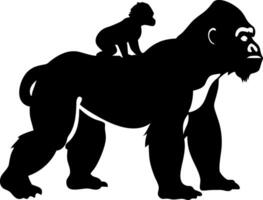 Gorilla and Baby Silhouette Wildlife Art for Design Projects and Logos vector