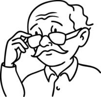 Elderly Man Wearing Glasses Illustration for Design Projects and Coloring Pages vector