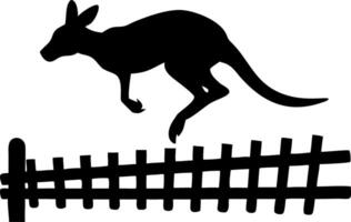 Kangaroo Silhouette Jumping Over Fence Illustration for Graphic Design and Print vector