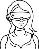Illustration of Woman Wearing VR Headset for Technology and Design Projects vector