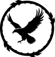 Majestic Eagle Silhouette Encircled by Tribal Thorn Pattern for Tattoo or Design Use vector