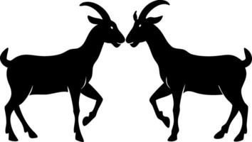 Two Goat Silhouettes Facing Each Other Illustration for Art and Design Usage vector