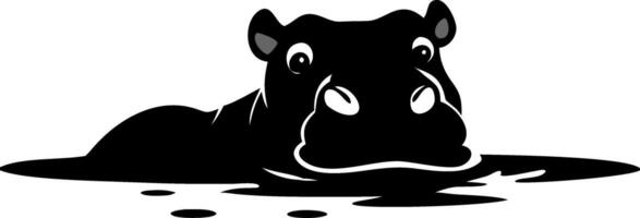 Hippopotamus Silhouette Emerging from Water Art for Wildlife Design Projects vector