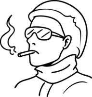 Cool Modern Minimalist Smoking Person with Sunglasses Illustration vector