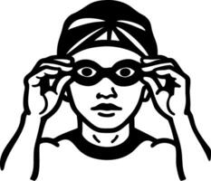 Swimmer Adjusting Goggles Illustration for Sports Design and Education vector