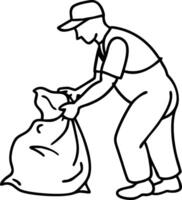 Worker Collecting Trash Illustration for Recycling Awareness and Environmental Concepts vector