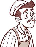 Vintage Cartoon Character with Mustache in Retro Style for Storybook or Coloring Book Use vector