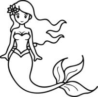 Beautiful Mermaid Illustration Perfect for Coloring Books and Children's Graphics vector