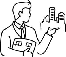 Businessman Presenting Cityscape Urban Planning Concept Illustration vector