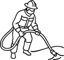 Firefighter Illustration with Hose Action for Safety and Emergency Graphics vector