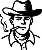 Cowboy Smoking Cigar Illustration for Retro Design Projects vector