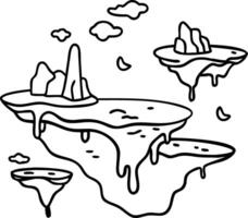 Floating Fantasy Islands Illustration for Creative Designs and Coloring Books vector