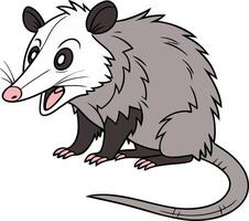 Cartoon Opossum Illustration for Educational Material and Coloring Books vector